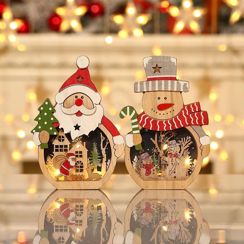 LED Santa Claus Wooden Ornament – Christmas Decoration & Gift