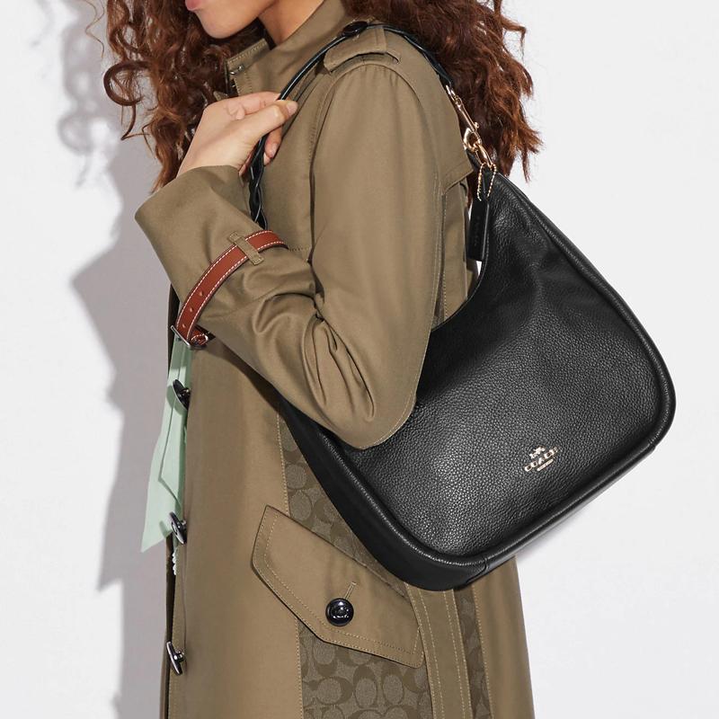 Coach Jules 29 Solid Pebble Leather Shoulder Bag Women Shoulder Bag Black C9190-IMBLK