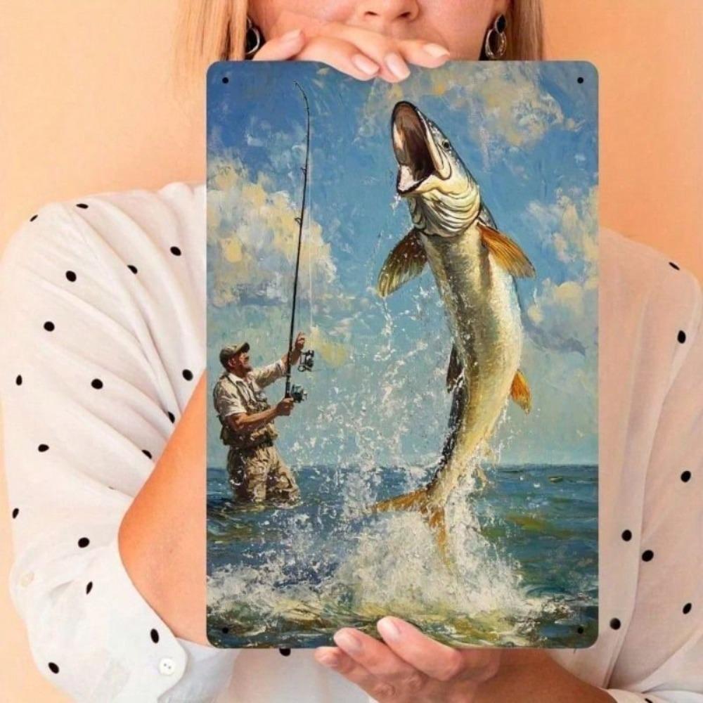 Винтажный металлический плакат Рыбалка Настенное искусство Гараж