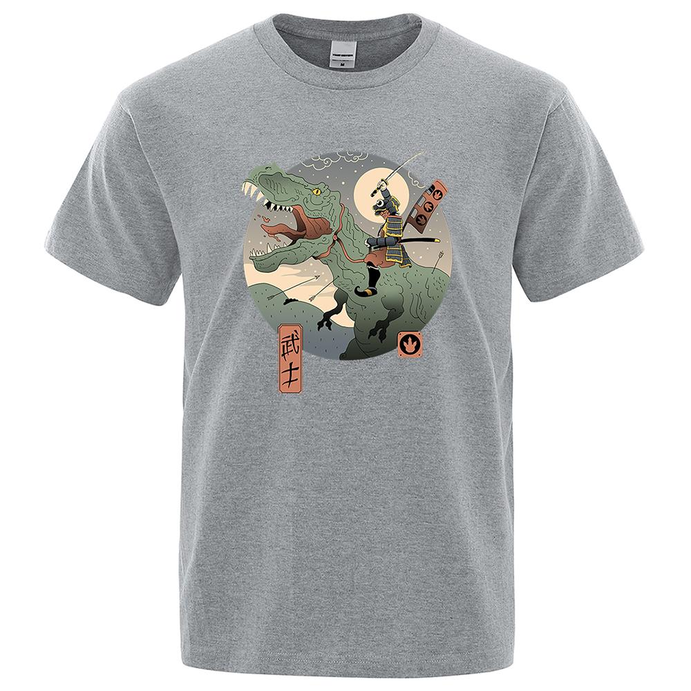 Японская одежда самураев в стиле Харадзюку Ukiyo E Юрского периода, мужская мода, уличная свободная футболка, футболка большого размера, хлопковая футболка