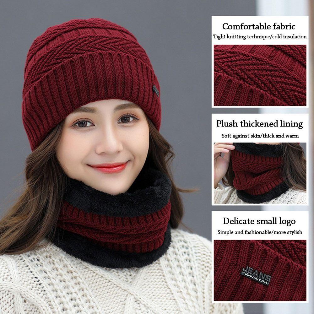 Warm Thermal Soft Neck Scarf Cap Beanie Hat Scarf Knitted Hat Balaclava