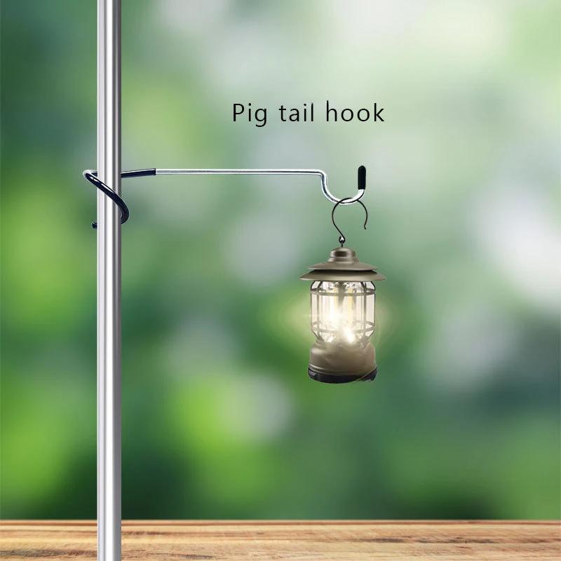 Tent Pole Hook Tent S-shaped Hook Universal Pig Tail Lantern Hook Stainless Steel Light Hanger Outdoor Camping Accessories