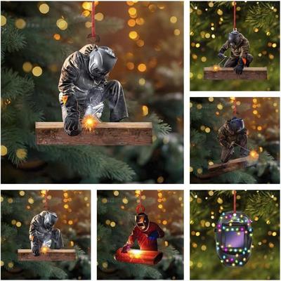 Акриловое Рождественское Украшение Подвеска Сварщик Плоское Украшение Рождественской Елки