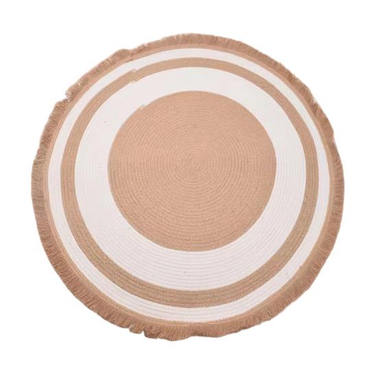 Хлопковый Веревочный Коврик для Кошек Круглый Когтеточка для Кошек Мягкий Моющийся Ковер с Кисточками Двусторонний Плетеный Напольный Коврик для Спальни Гостиной Зоны Отдыха Кошек