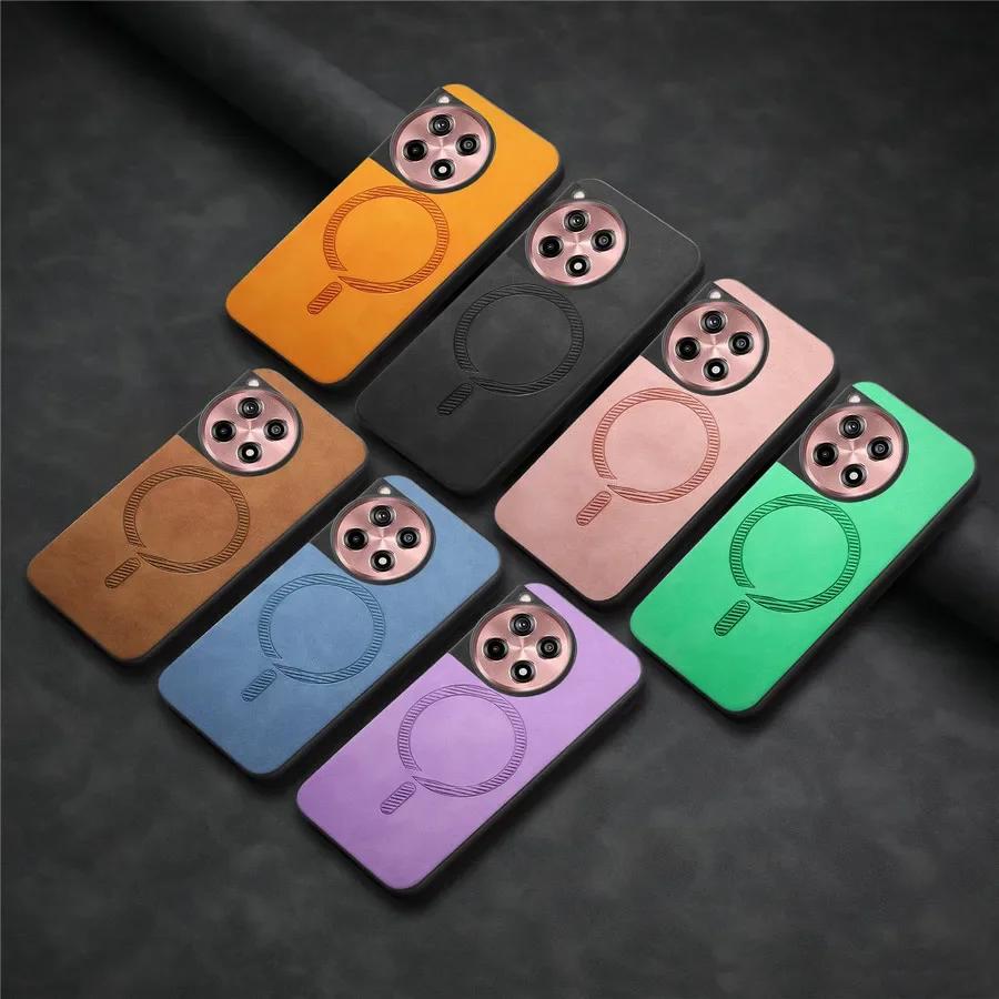 Чехол для Magsafe Magnetic Luxury Leather Back Cover для OnePlus Nord CE 4 ACE 3V One Plus ACE3 V 12R Wireless Charging Shell