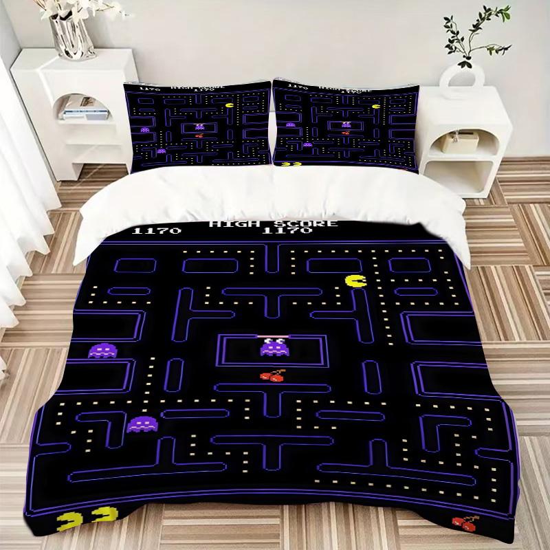 Pacman Classic Gameplay Print 3Pcs Bedding Setduvet Cover With 2 Bedropillowcase Home Birthday Gift