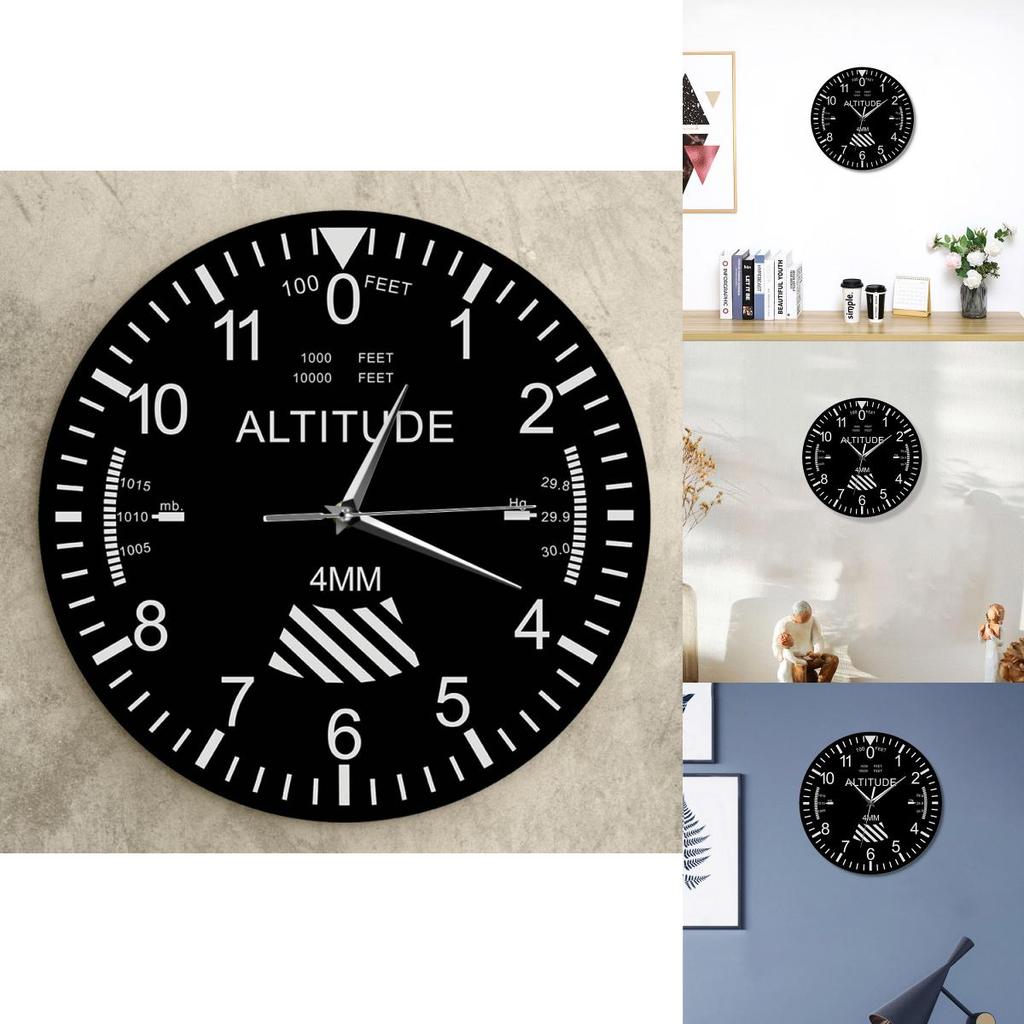 Black Wooden Wall Clock With Analog And Digital Time For Living Room And Office Use
