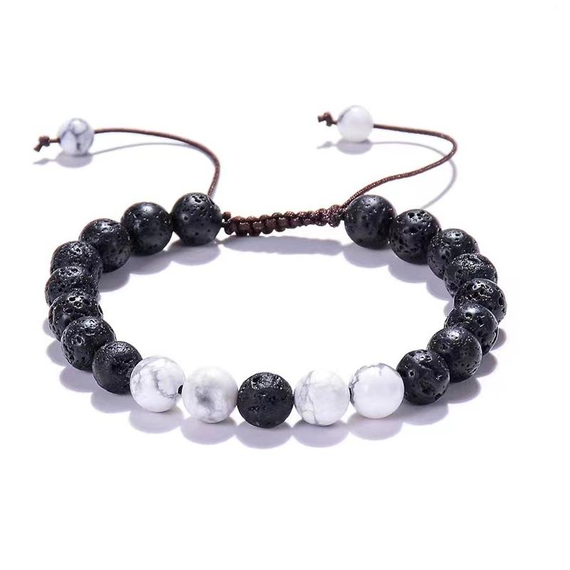 Luxury Natural Lava Stone Bead Bracelet Men Women Simple Handmade Adjustable 8mm Stone Bead Bracelet For Men Women Jewelry
