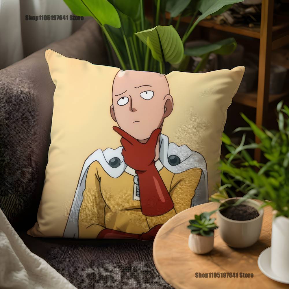 Наволочка для подушки с изображением Сайтамы из One-Punch Man для декора дивана, автомобиля, офиса, комнаты, печатная наволочка, декоративные элементы и защита
