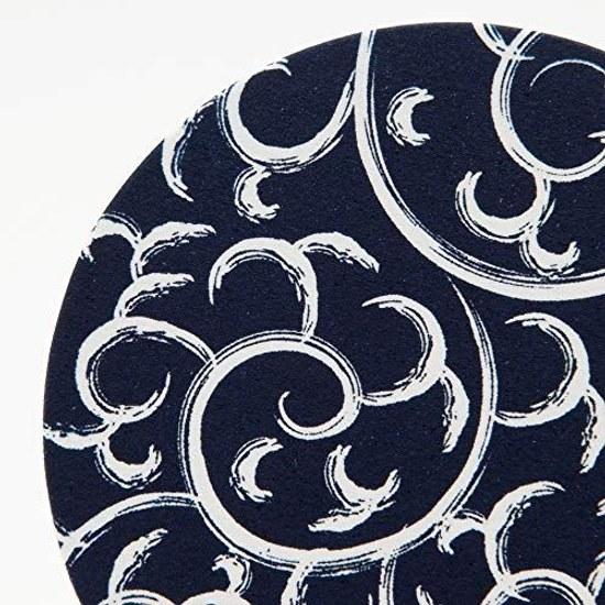 Endo Shoji TKG Paper Coaster Navy Blue Arabesque (100 pieces) Round Shape Diameter 90mm Thickness 1mm Sturdy Essential Evening Drinks Commercial Use