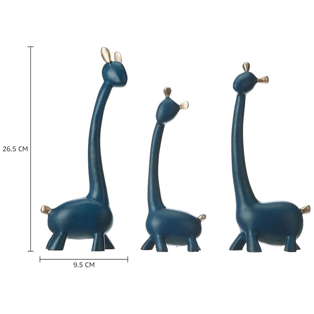 Семья жирафов из трех статуй, скульптуры из смолы для украшения дома, аксессуары для фигурок, художественные подарки, поделки, настольные украшения (Упаковка из 3 шт., синий цвет)