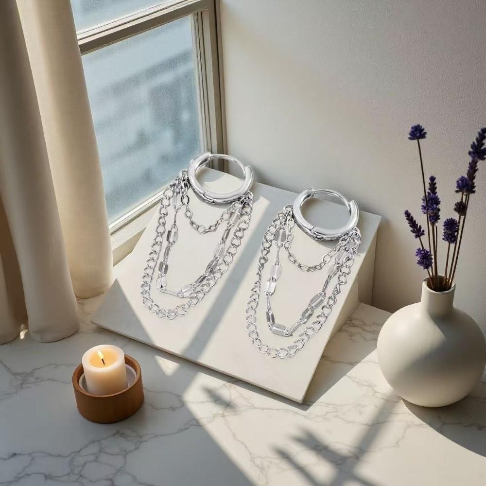 Zinc Zinc Alloy Chain Earrings Hypoallergenic Dangle Drop Earrings Temperament Ear Cuff  Daily Wear