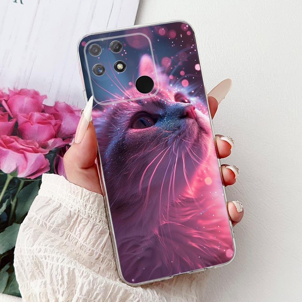 Мягкий Полный Защитный Чехол RMX3430 Для Realme Narzo 50A Чехол С Рисунком Кошки Для Realme Narzo 50A Narzo50A Силиконовые Чехлы Чехол