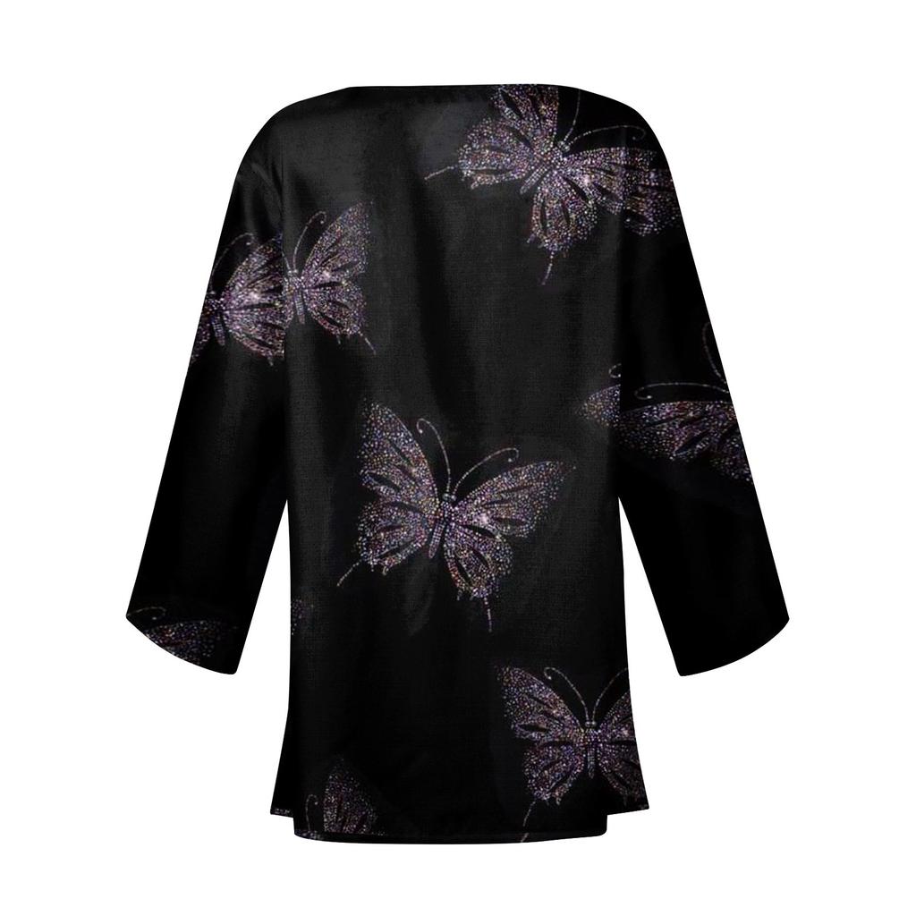 Women's Casual Fashion Caot Retro Printed Lightweight Medium Length Jacket Cardigan