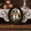 Retro Photo Frame Magnets Halloween Dark Style Refrigerator Magnet, Gothic Oval Reusable Magnetic Frames Decorative Sticker for Metal Cabinets Kitchen