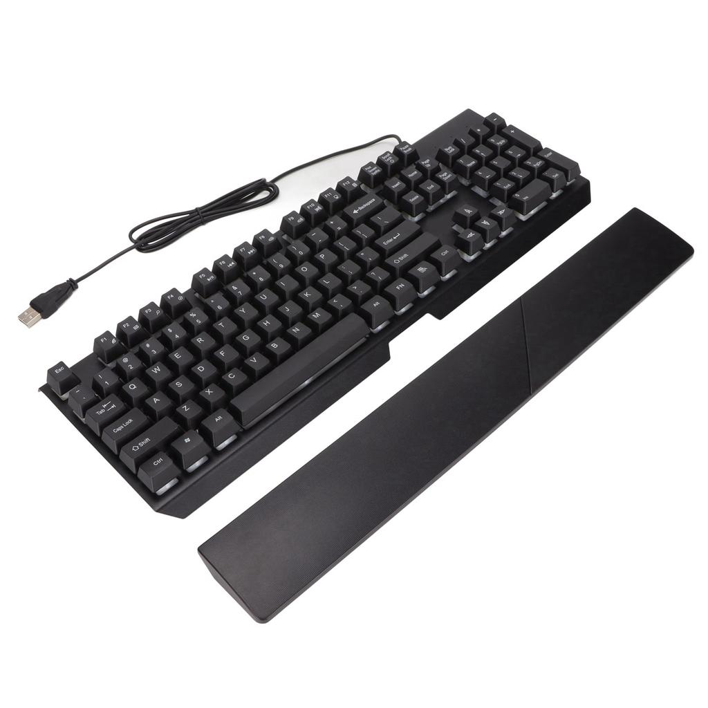 RGB Wired Keyboard with Wrist Rest 104 Keys Clear Characters Good Resilience Mechanical Feel