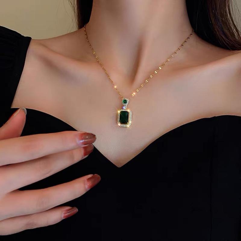 Изысканный модный изумрудный флакон духов, ожерелье, серьги, кольцо, комплект из 3 предметов, классический банкетный свадебный комплект украшений, подарок на день рождения