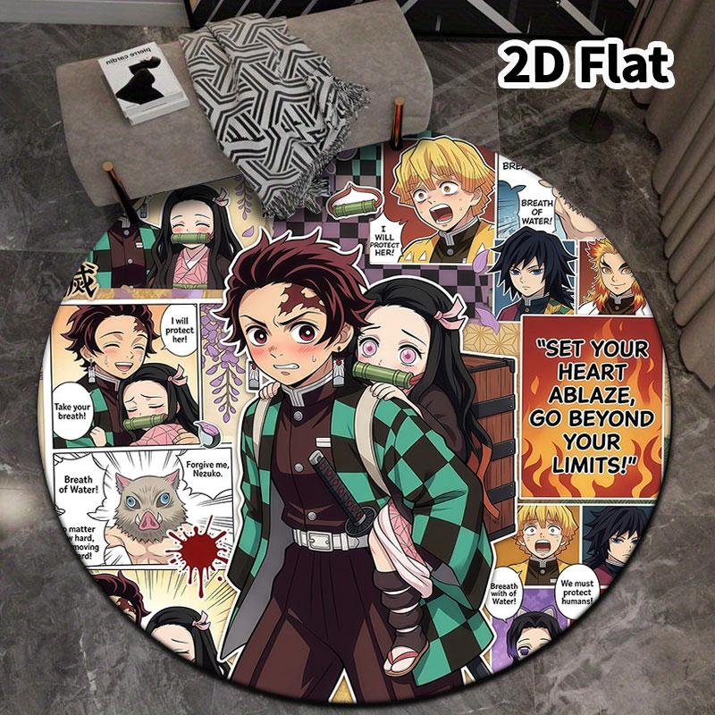 Коврик для пола Demon Slayer Kimetsu No Yaiba, круглый ковер, ковер для гостиной, спальни, дивана, игровой комнаты, нескользящий коврик