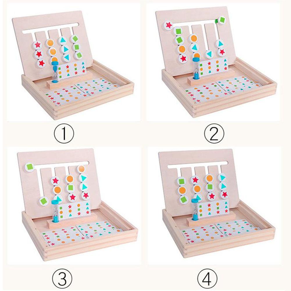 Kids Wooden 4 Colors Game Board Logic Thinking Orientation Training Blocks Early Learning Toy