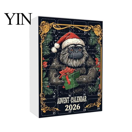 Christmas Gifts for Kids Advent Calendar, Ape Series 24 Day Countdown Box with Holiday Calendar Acrylic Pendants, Festive Tree Hanging Ornaments Home