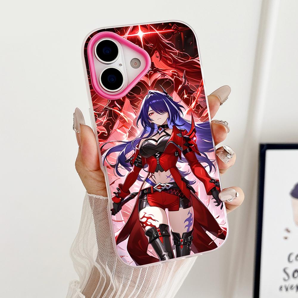 HSR Acheron Jelly Двухслойный Розово-красный Чехол для Мобильного Телефона для iPhone 17 16 15 14 13 12 11 Air Pro Max Plus Защитный