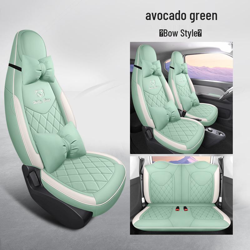 Wuling Mini Full Leather Cartoon Car Seat Cushion - Universal Fit, Four Seasons.