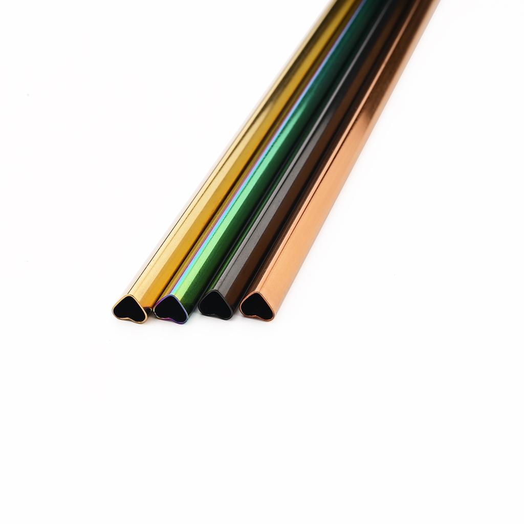 6pcs Love Type Stainless Steel Straw Fruit Juice Milkshake Cocktail Pearl Milk Tea Drinking Straw Set Kitchen Bar Accessories