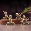 Solid Brass Kung Fu Monk Tea Pet – Zen Style Meditation Figurine for Home or Office Decor