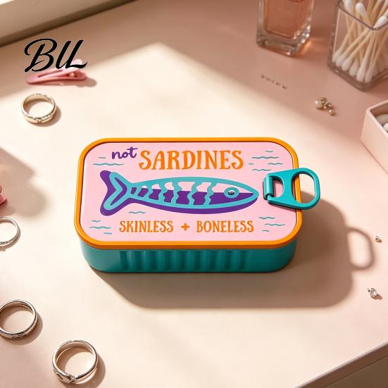 Retro Sardine Can Jewelry Box Storage Box, Portable Anti-tangle Travel Case, Plastic Case Lightweight Organizer for Necklaces And Earrings Earring