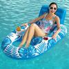1pc Inflatable Floating Pool Chair For Adults With Cup Holder And Backrest, Floating Raft Chair For Swimming Pool Beach Lake Party