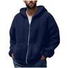 Men'S Winter Zipper Hooded Fleece Sweatshirt With Patch Pocket Casual Jacket