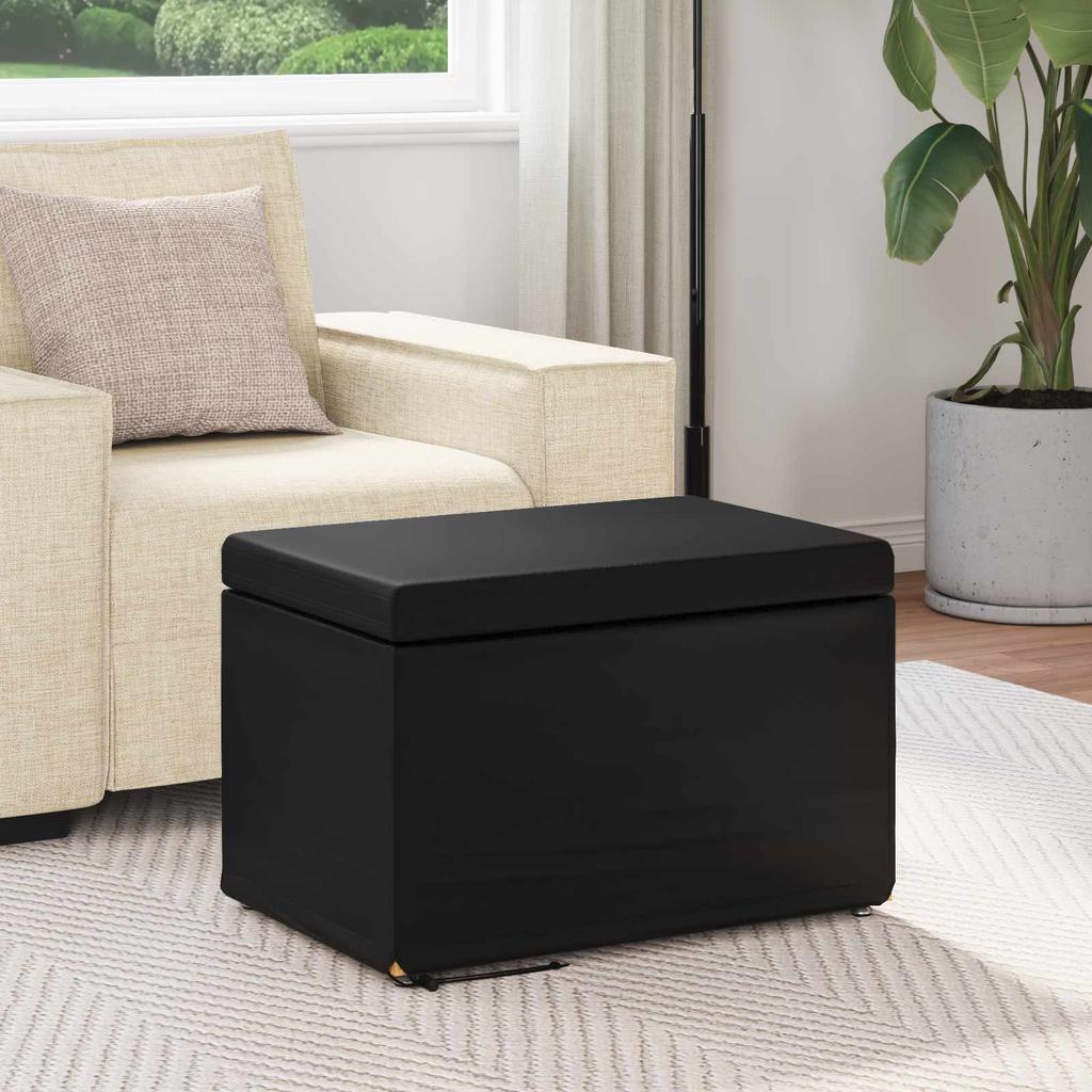 Black Stool 61 x 41 x 40 cm Faux Leather and Engineered Wood