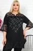 Женская стильная туника больших размеров, туника с короткими рукавами, воротником с вышивкой камня, кружевными рукавами и подолом