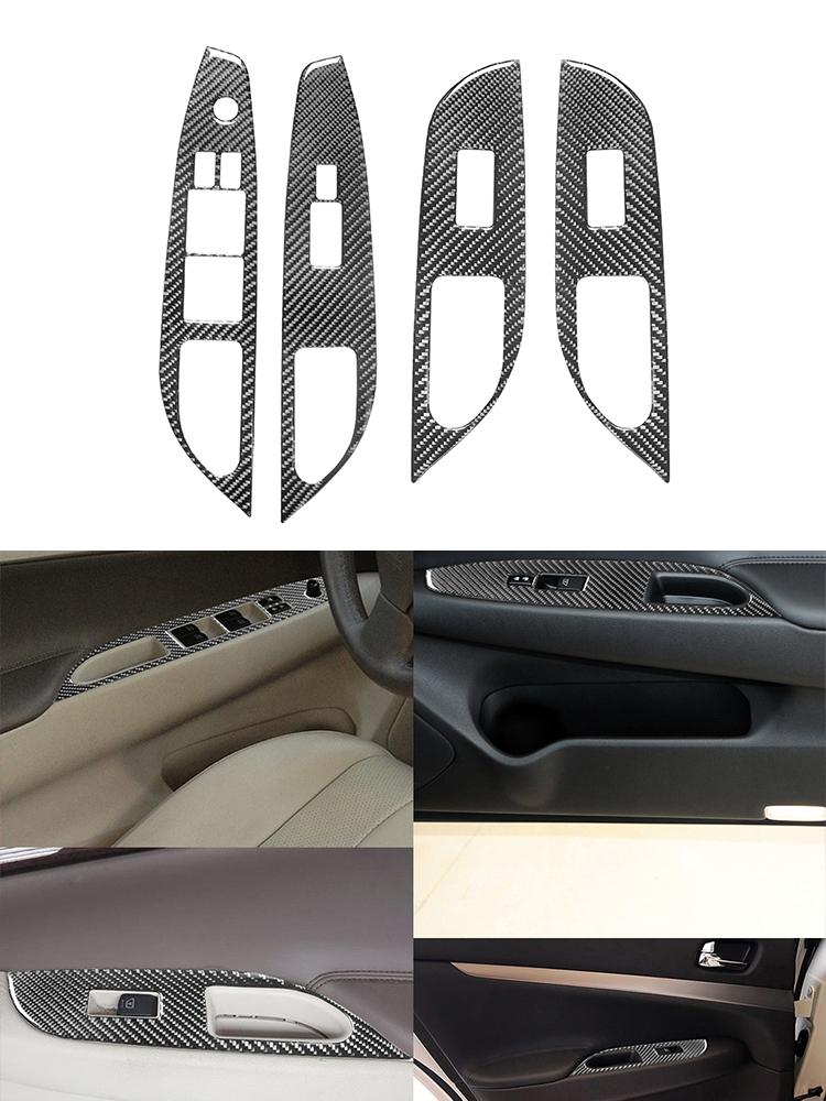Carbon Fiber Interior Car Windows Control Lifting Panel Trim Cover Frame Sticker For Infiniti G37 SEDAN 2010-2013 Auto Accessori