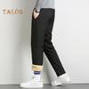 Winter Men Pants Thick Fleece Drawstring Elastic Waist Heat Retention Zipper Pockets Solid Color Warm Sport Travel Work Trousers