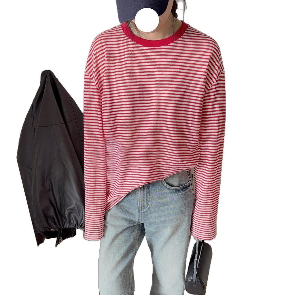 Colorful Striped See-Through Textured T-Shirt - Comfortable to Wear