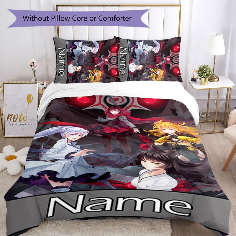3pcs Custom Name RWBY Volume Bedding Set Duvet Cover Closure Includes 1 Duvet Cover & 2 Pillowcases for All Seasons Bedroom Decor