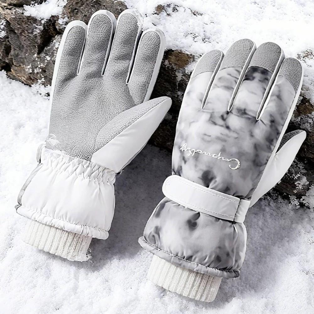 Touchscreen Winter Skiing Gloves Tie Dye Cycling Mitten for Women Outdoor Activities