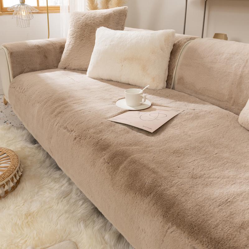Non-Slip Sofa Cushion Four Seasons Universal Thickened Seat Cover Winter Anti-Rabbit Fur Simple Pouch