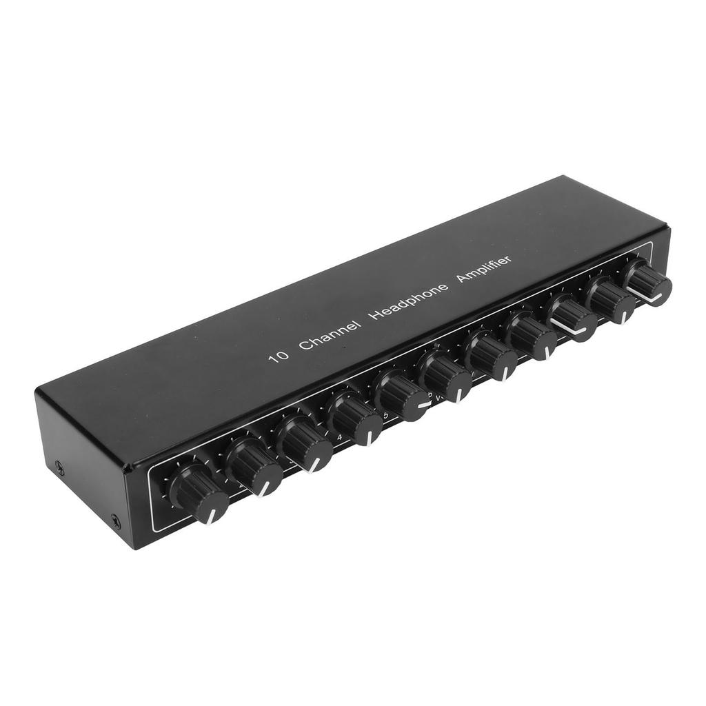 Усилитель для стереонаушников 1 в 10 выходов Портативный 10-канальный усилитель для наушников 100‑240 В ЕС вилка