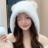 Thick Warm Plush Ear Flap Hat Polyester Thick Cold Proof Hat Comfortable Winter Warm Hat  For Women