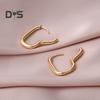 1 Pair Ear Hooks Hollow Geometric Shape Golden Color Electroplated Anti-allergy Lightweight Polished Bland Hip Hop Style Stud Earrings Club Party
