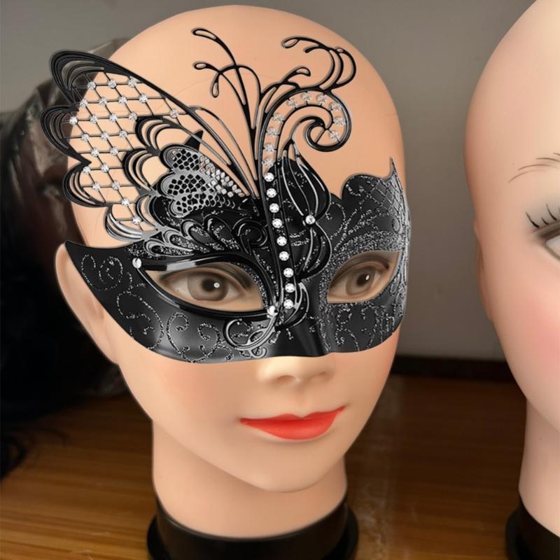 2Pcs Masquerade Mask for Men Women, Glitter Butterfly Eyemask Masquerade Half Face Cover Masquerade Costume Decoration