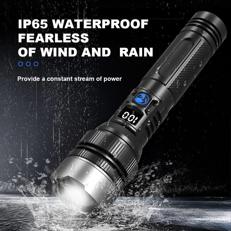 High Strong Power Led Tactical Flashlights Spotlights Telescopic Zoom Built-in Battery USB Rechargeable Camping Emergency Torch