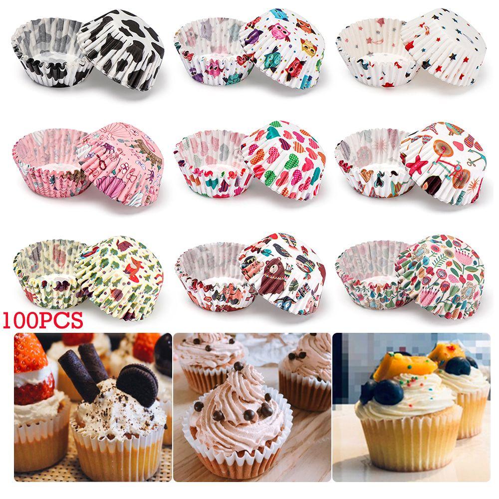 100PCS Pastry Tools DIY Baking Mold Cupcake Grease-proof Cake Paper Cups Animal Muffin Cup Flower