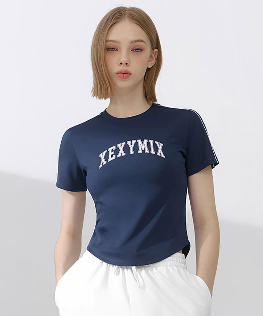 XEXYMIX Укороченная футболка с короткими рукавами и контрастной отделкой Xfk2Ts1102