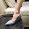 Sea Salt Blue Pointed High Heel Sandals for Women Back Hollow Half Headed Single Fashion Versatile Casual Shoes