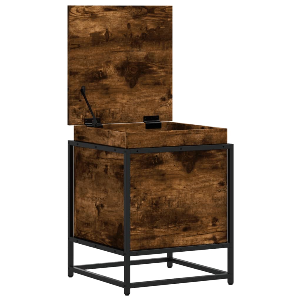 Storage Box with Lid Smoked Oak Finish 40 x 40 x 51.5 cm