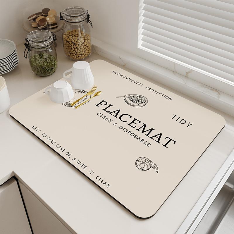 Натуральный свежий стиль Диатомитовая сушильная подставка Супервпитывающая подкладка на столешницу для кухонной раковины Сушка посуды Кофемашина Простой декор