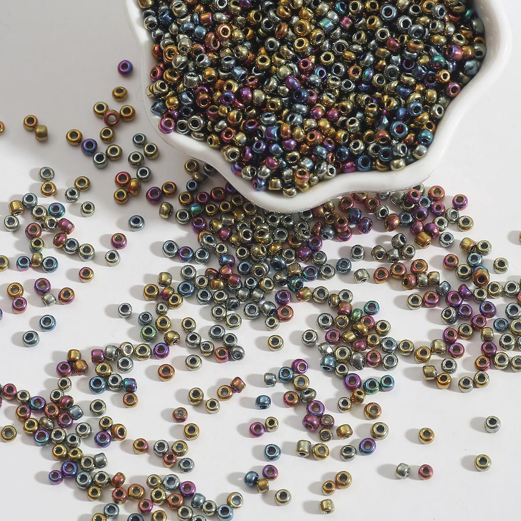 Metallic Color Glass Rice Beads Loose Beads Beading Accessories Handmade Diy Homemade Bracelet Strings Jewelry Materials Beads for Jewelry Making